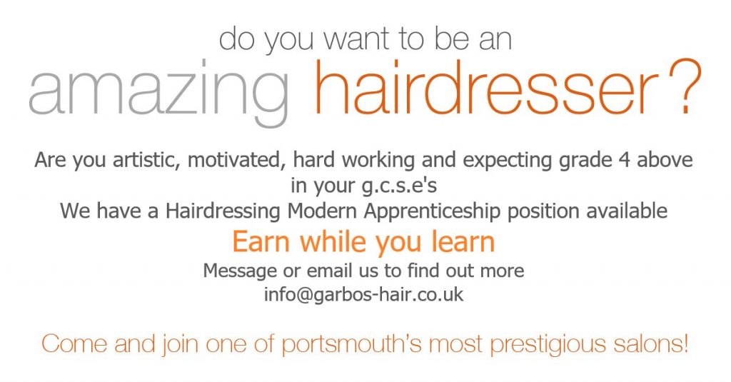 Apprentice Hairdresser position available for school leavers